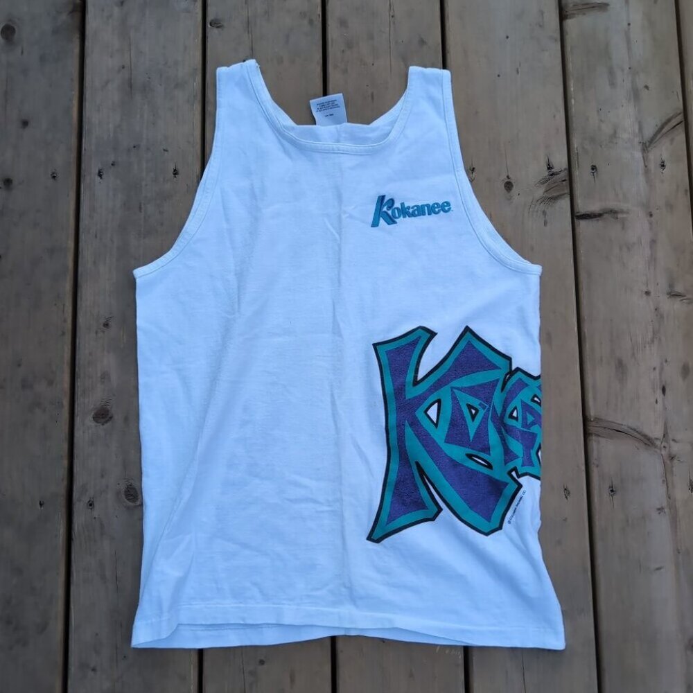 Oneita Power-T Kokanee Beer Graphic Tank Top White Cotton – Men’s M